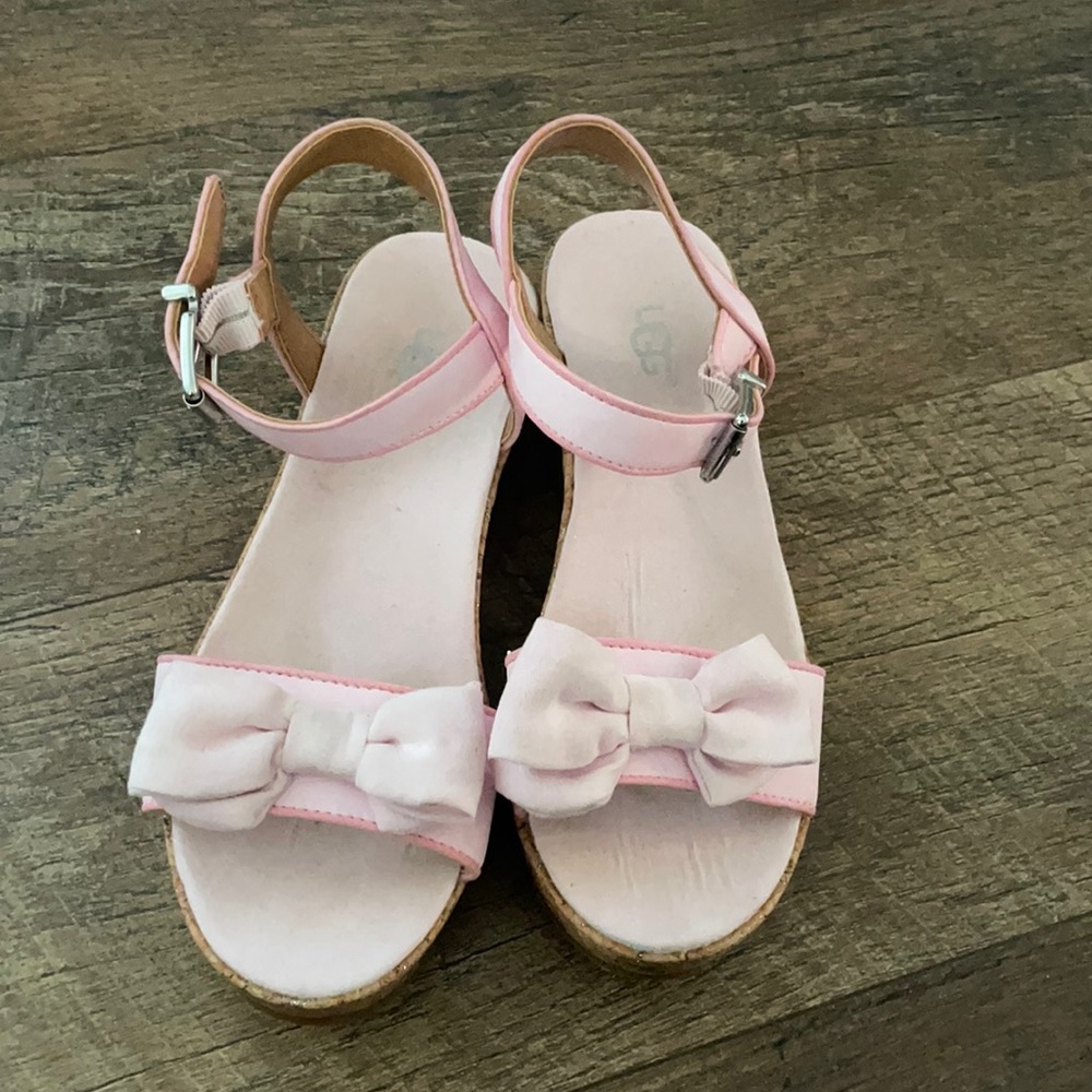Ugg pink wedge sandal girls size 1